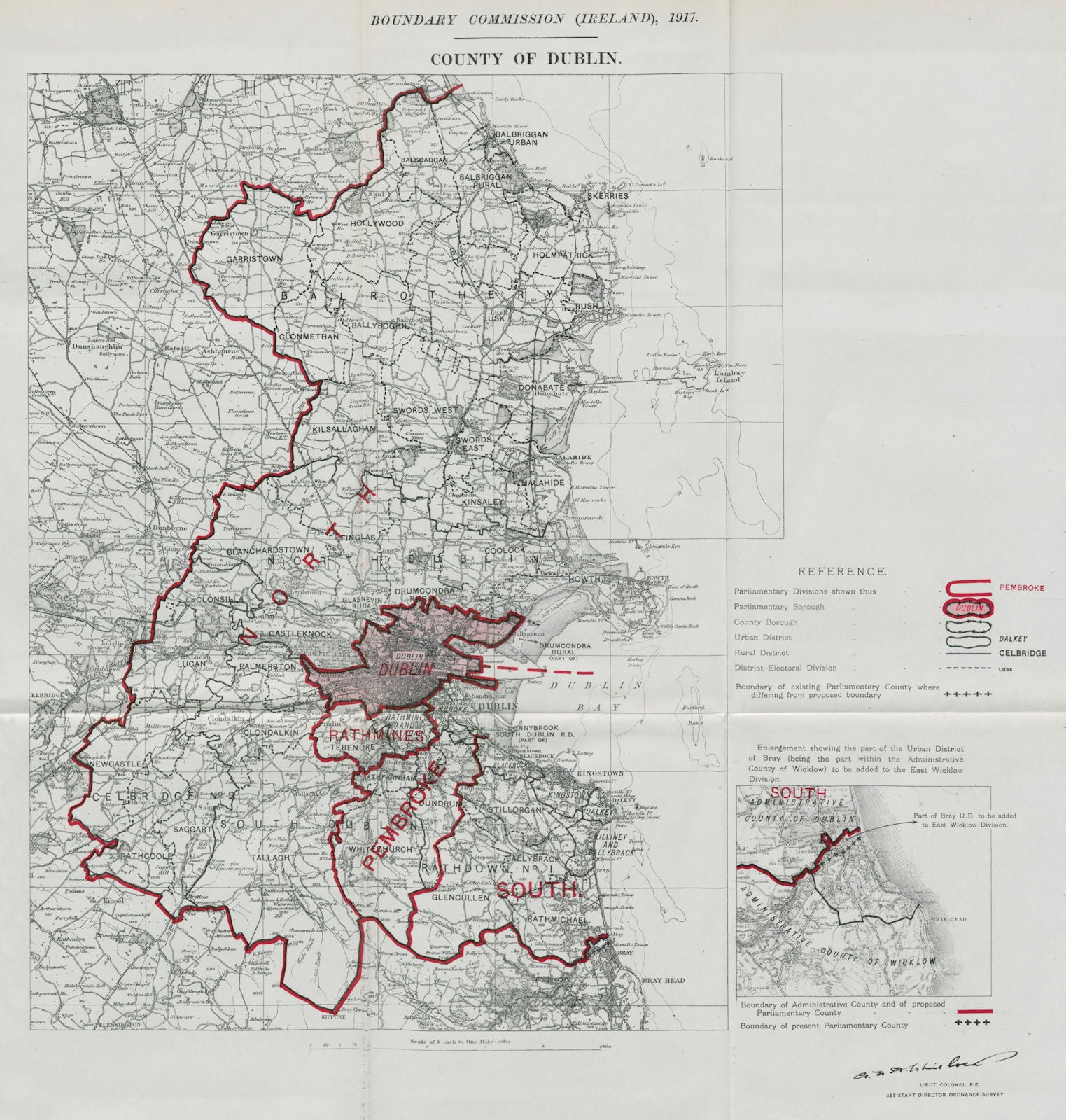 County of Dublin Parliamentary. Ireland. BOUNDARY COMMISSION. Whitlock 1917 map